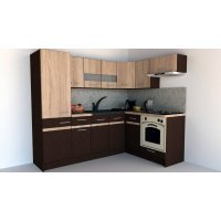 Bucatarie de Colt GENA NEW 3 DR. 160-230, Cu Corp de Cuptor, Wenge / Stejar Sonoma